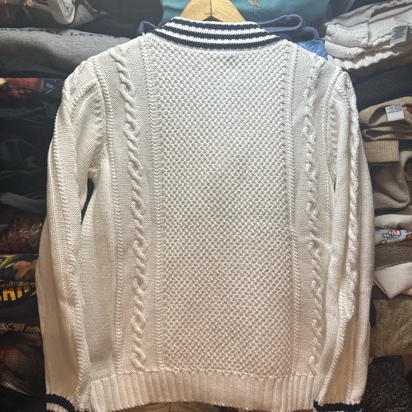 Vintage Lauren Ralph Lauren Cricket Sweater PS White Cable Knit V-Neck 1990’s - Picture 5 of 7
